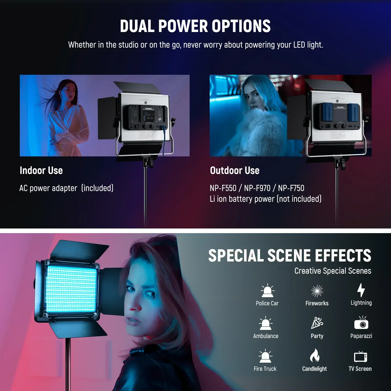 Neewer Neewer Upgraded 660 Pro II RGB LED Video Light Kit (2-Pack) Görsel 2