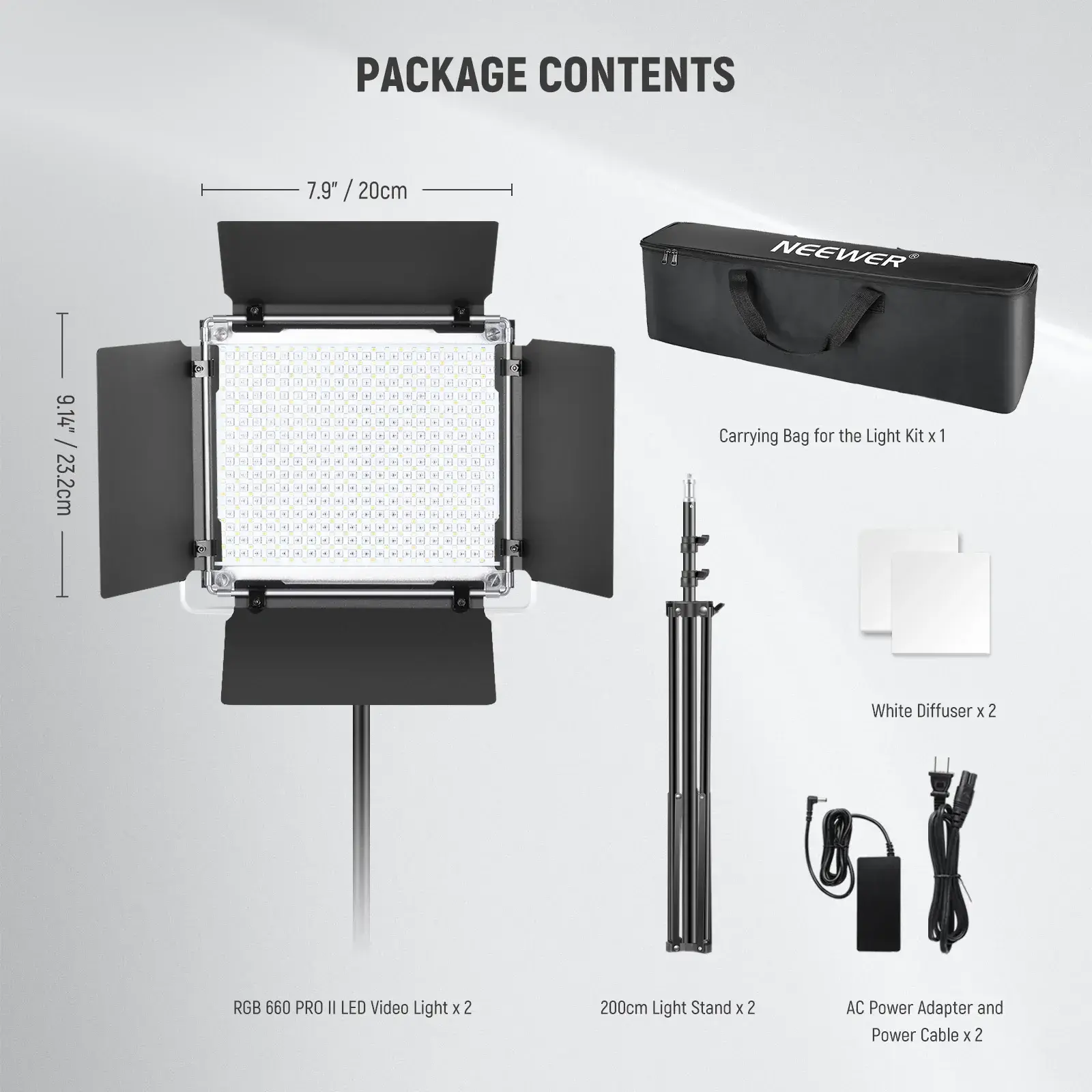 Neewer Neewer Upgraded 660 Pro II RGB LED Video Light Kit (2-Pack) Görsel 3