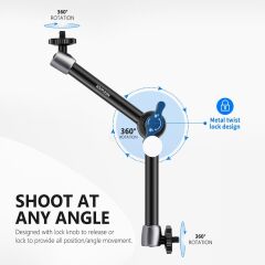 Neewer ST-20 11'' 28cm  1/4'' Vidalı Magic Arm & Yengeç Clamp