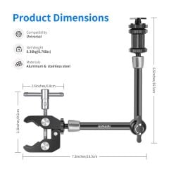 Neewer ST-20 11'' 28cm  1/4'' Vidalı Magic Arm & Yengeç Clamp
