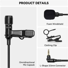 Hollyland HL-OLM02 Omnidirectional Lavalier Microphone Set (2-Pack, Black)