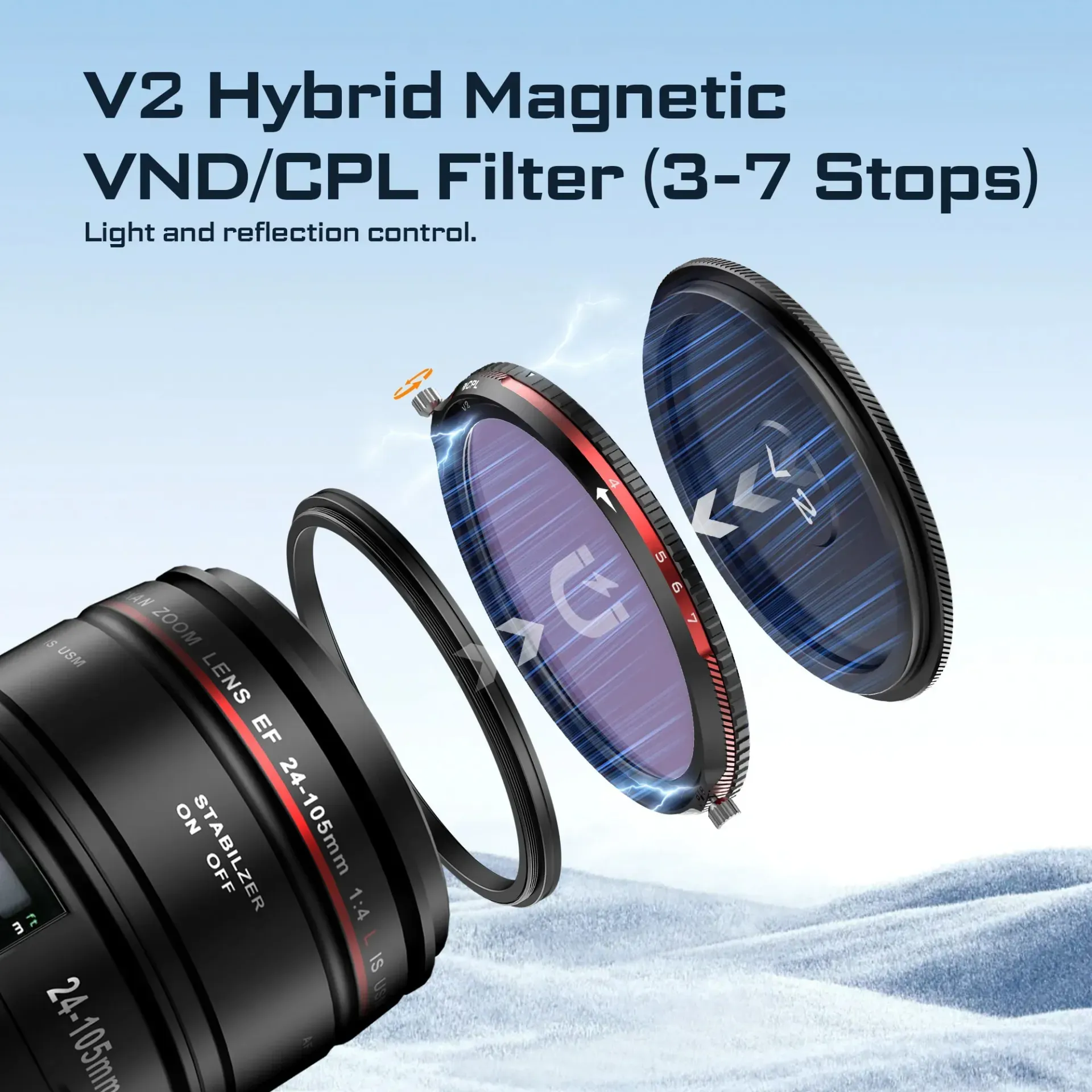 Freewell Freewell V2 Serisi Manyetik Hybrid VND/CPL 3-7 Stop Filtre 82mm Görsel 2