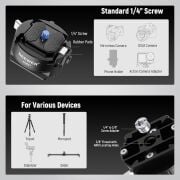 NEEWER GM47 Kamera Quick Release Plate Kiti (Ronin RS & PD Capture Uyumlu, Otomatik Kilit)