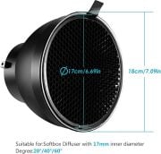 NEEWER 7 İnç Reflektör ve 20°/40°/60° Petek Izgara Seti