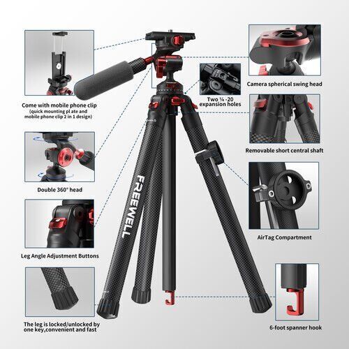 Freewell Freewell The Real Travel Karbon Fiber Tripod Görsel 3