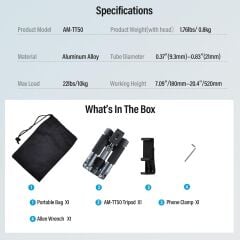 Sirui TT-50 Compact Mini Masaüstü Tripodu (Mat Gri)