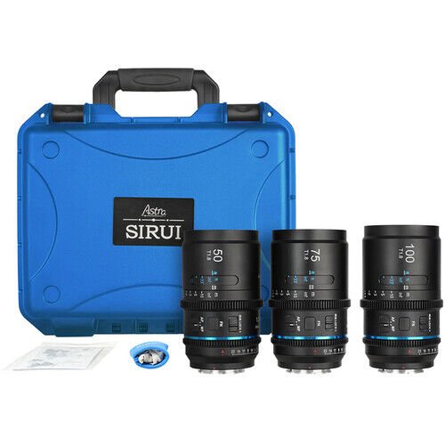 Sirui Astra Series AF T1.8 1.33x Full Frame Blue Flares Anamorphic Sony E Mount 3'lü Lens Kit