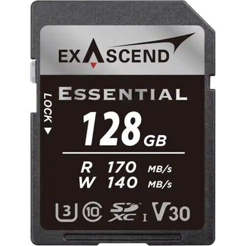 Exascend Essential 128 GB V30 UHS I SD 170Mb/S Read - 140Mb/S Write