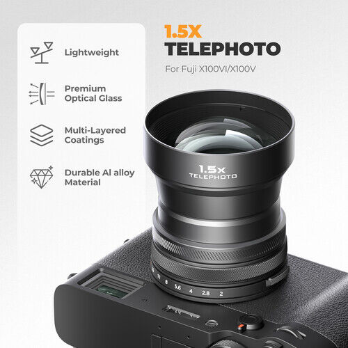 Freewell Freewell 1.5x Telephoto Lens Fujifilm X100 Serisi Siyah Telefoto Dönüştürücü Lens Görsel 6