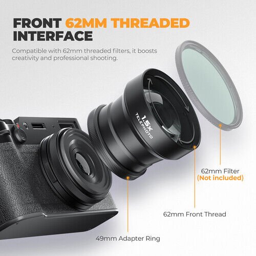 Freewell Freewell 1.5x Telephoto Lens Fujifilm X100 Serisi Siyah Telefoto Dönüştürücü Lens Görsel 3