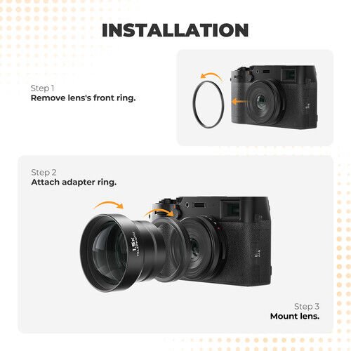 Freewell Freewell 1.5x Telephoto Lens Fujifilm X100 Serisi Siyah Telefoto Dönüştürücü Lens Görsel 4