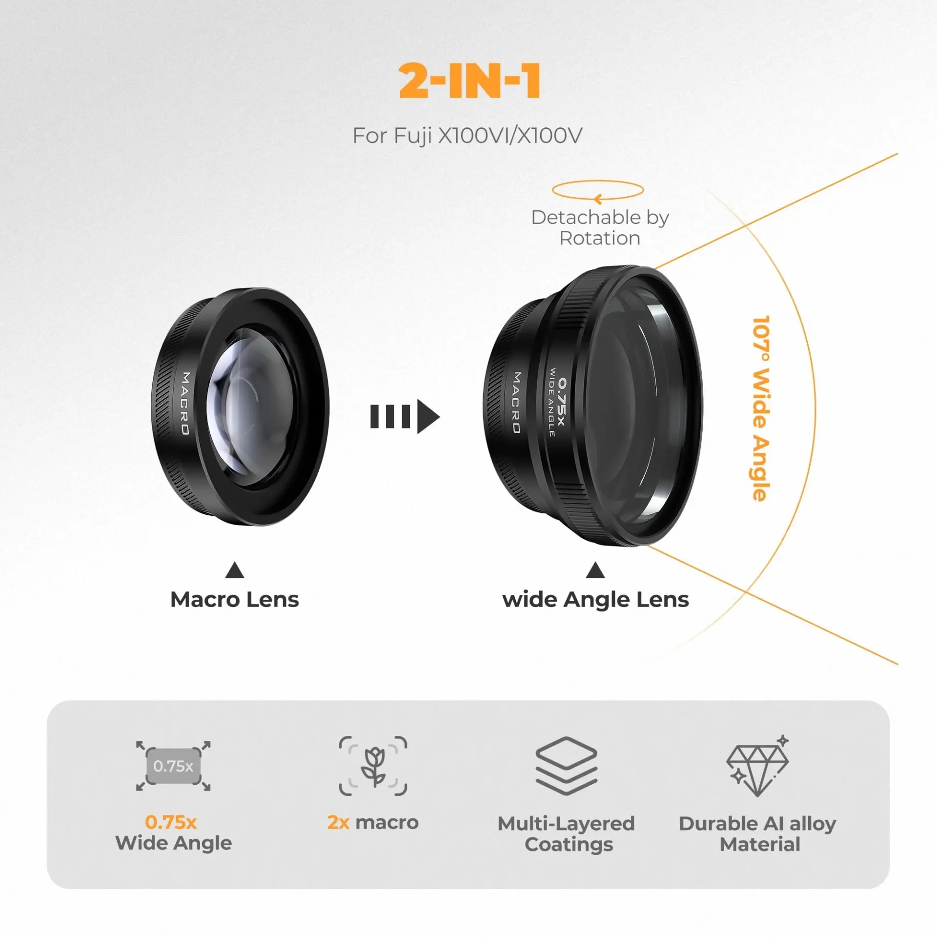 Freewell Freewell 2'si 1 Arada Geniş Açı Makro FUJIFILM X100 Serisi Lens Filtresi Görsel 2