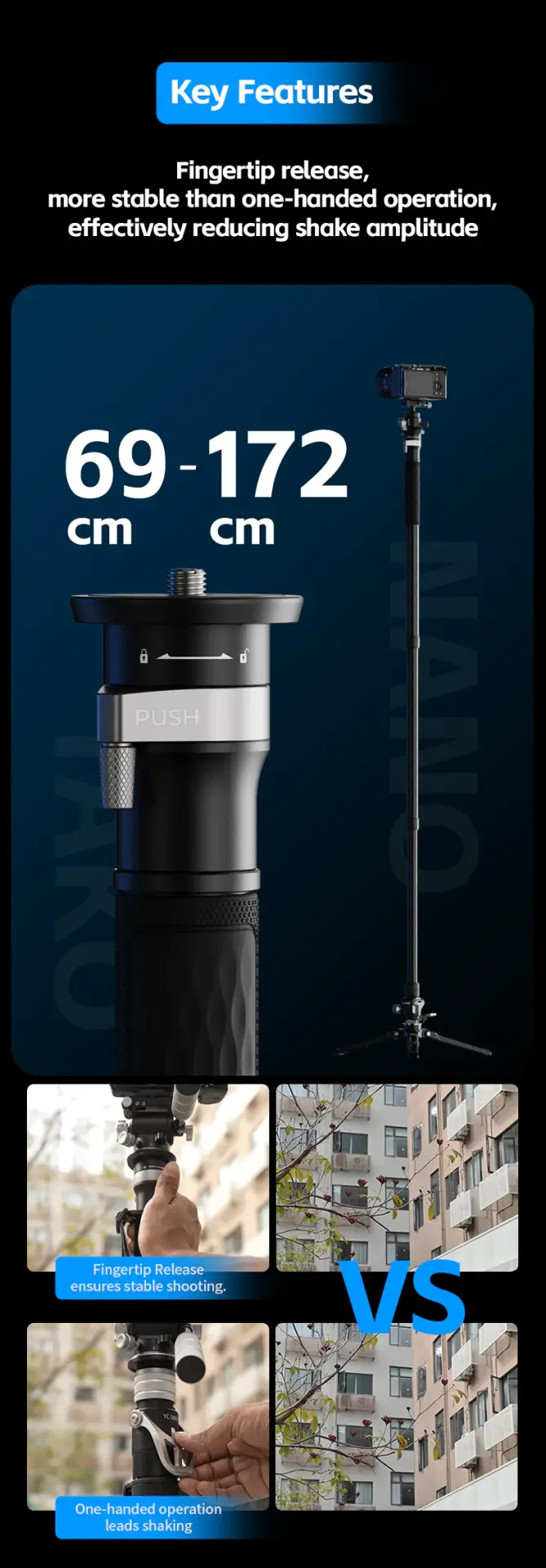 YC Onion YC Onion Tako Nano & FX50 Fluid Kafa Monopod Kit Görsel 4