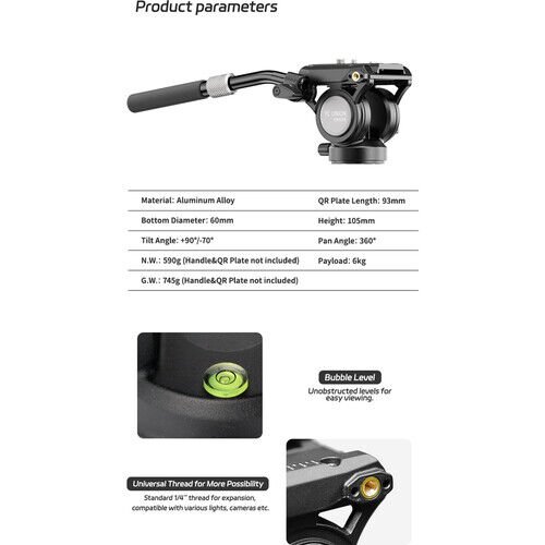 YC Onion YC Onion Tako 52mm Bowl Head FH60S Fluid Head Tripod Seti Görsel 7