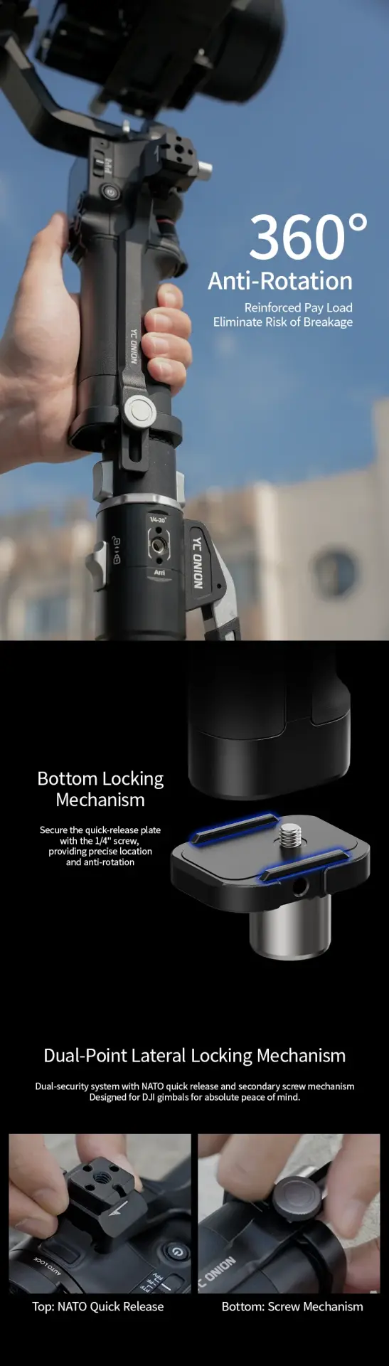 YC Onion YC Onion Teleskopik Uzatma Kolu ve RS Pro Bağlantı Kiti Gimbal Aksesuarı Görsel 4