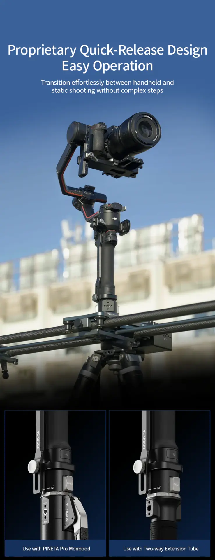 YC Onion YC Onion Teleskopik Uzatma Kolu ve RS Pro Bağlantı Kiti Gimbal Aksesuarı Görsel 6