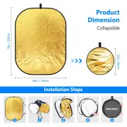 Neewer RF-1510 150x100cm 5 in 1 Katlanabilir Reflektör ve Difüzör Seti