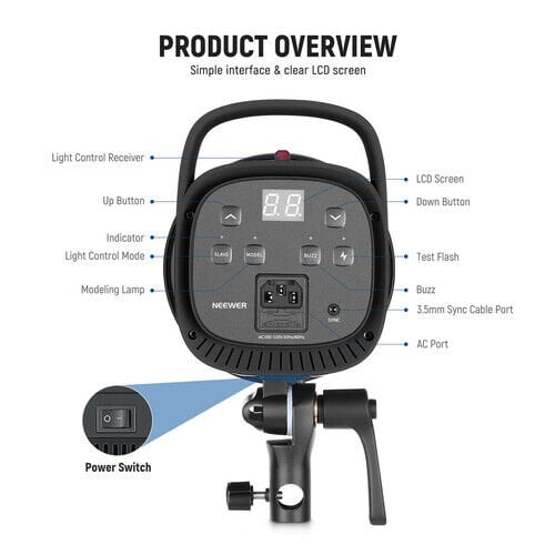 Neewer S101-400W Pro Profesyonel Stüdyo Flaşı (Tek) Görsel 2