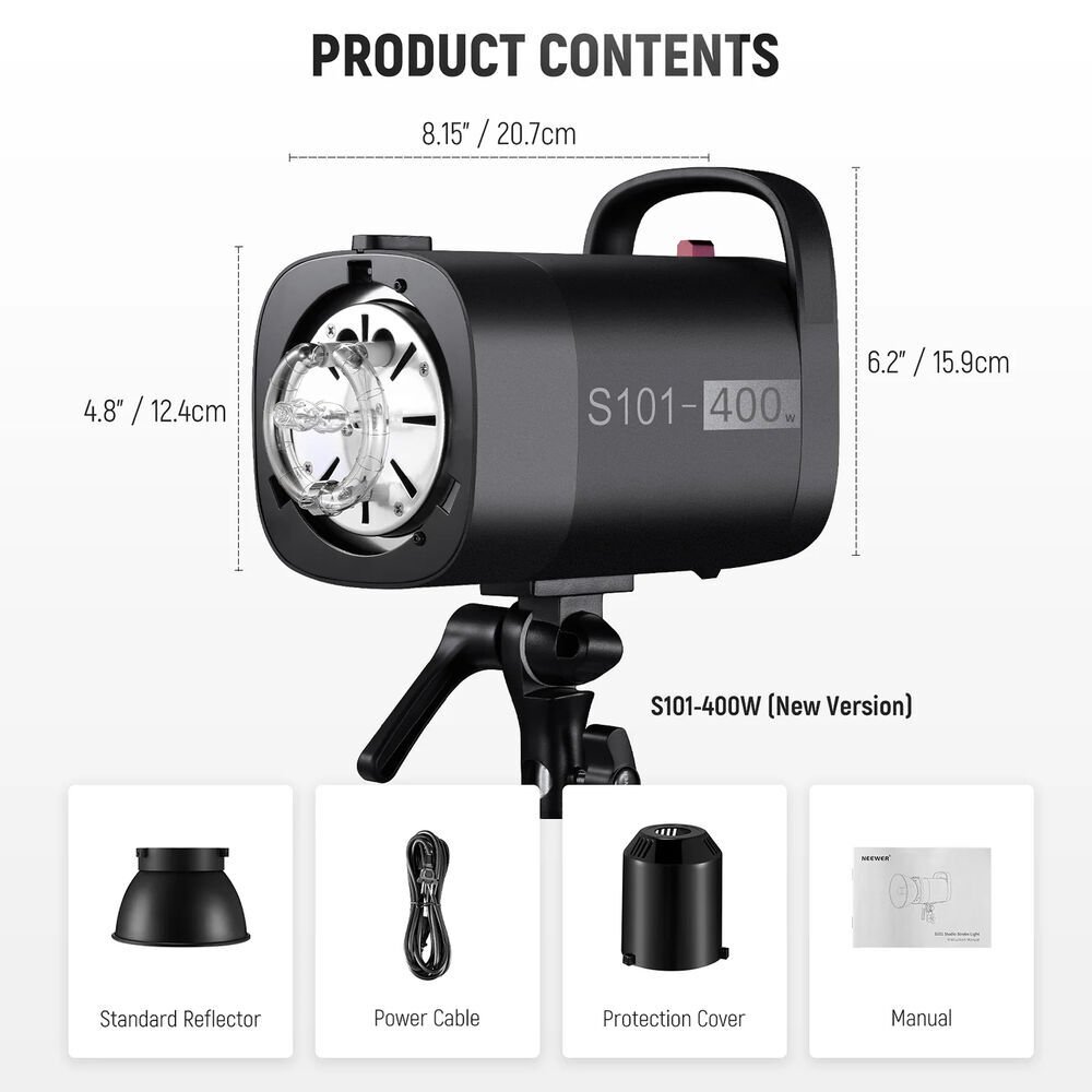 Neewer S101-400W Pro Profesyonel Stüdyo Flaşı (Tek) Görsel 5