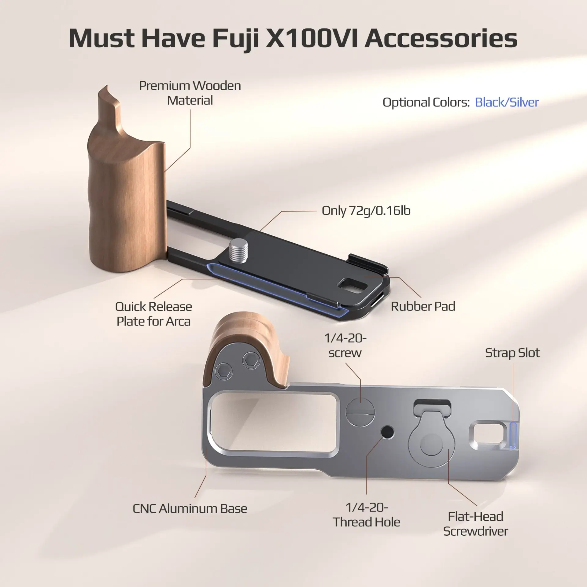 Freewell Freewell Fuji X100VI L Bracket Premium Grip Gri Kamera Braketi Görsel 2
