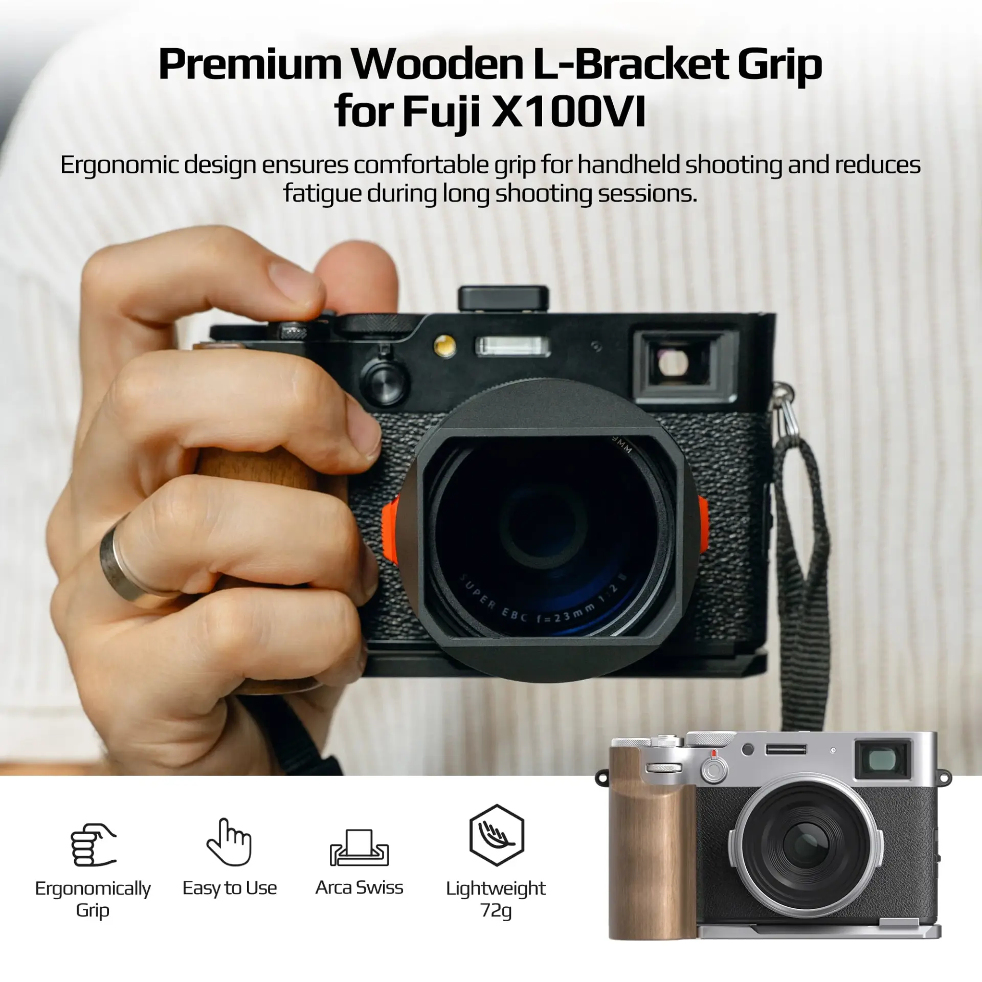 Freewell Freewell Fuji X100VI L Bracket Premium Grip Kamera L Braketi Görsel 2