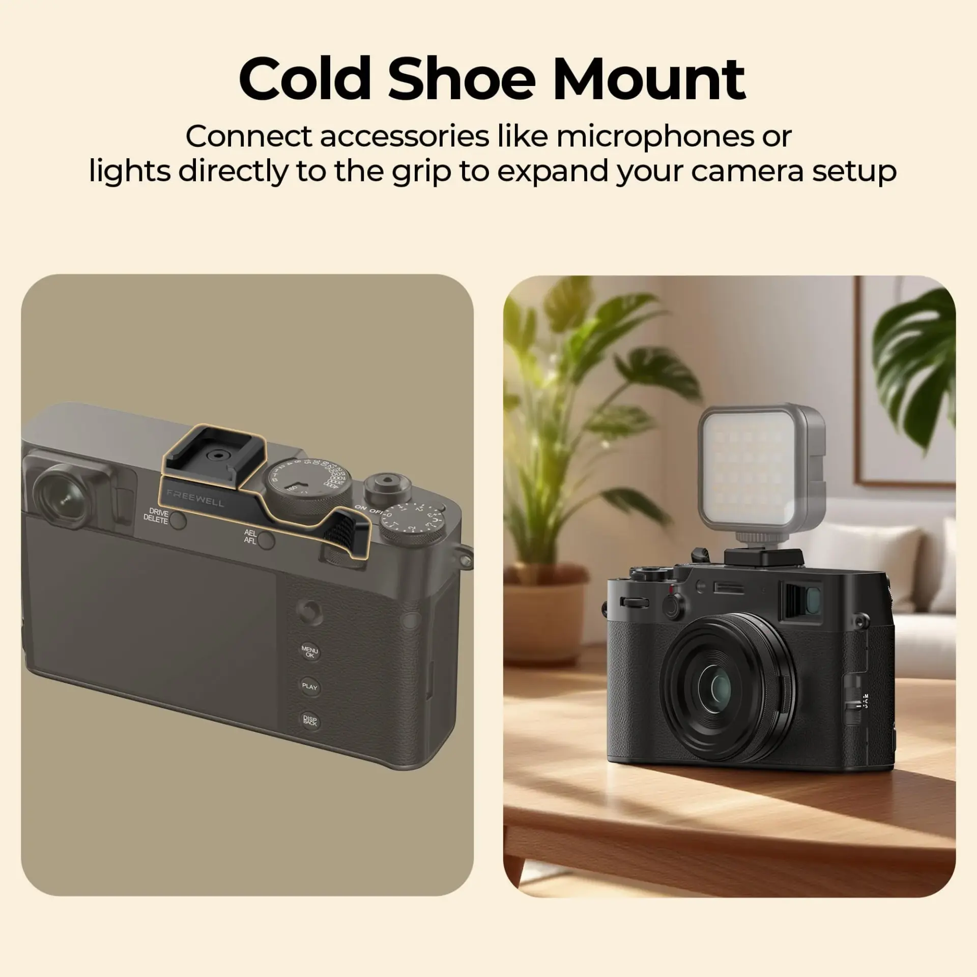 Freewell Freewell Fuji X100VI Soğuk Flaş Yuvalı Siyah Başparmak Kavraması Görsel 3