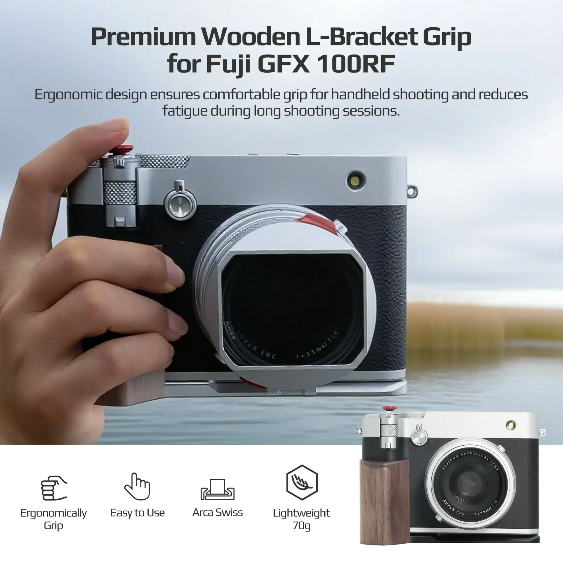 Freewell Freewell Fuji GFX100RF L Bracket Premium Grip Kamera L Braketi Görsel 4